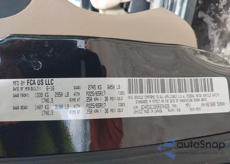 2016 Dodge Grand Caravan Sxt из США, поврежденный, VIN 2C4RDGCG9GR374328